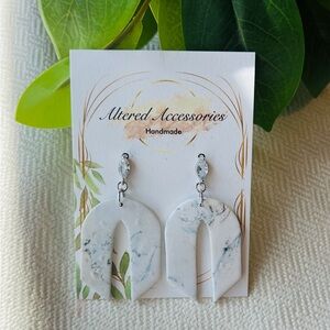 White & Blue Marble Arch Earrings